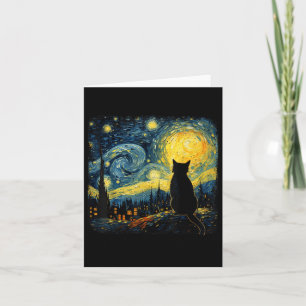 Cat Starry Night Van Gogh Cat för Cat Lover Cat Mo Kort