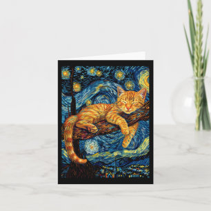 Cat Starry Night Van Gogh Cat för Cat Lover Cat Mo Kort