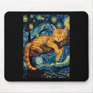 Cat Starry Night Van Gogh Cat för Cat Lover Cat Mo Musmatta