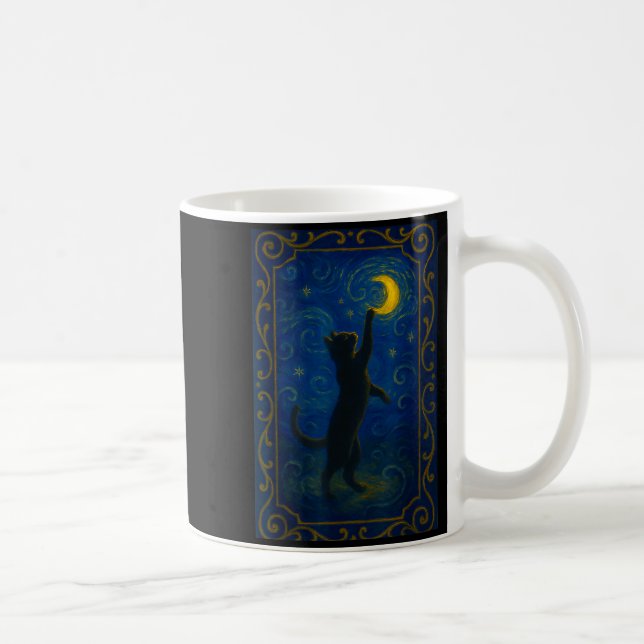 Cat Starry Night Van Gogh Cat Funny Cat Lover Mom  Kaffemugg (Höger)