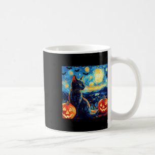 Cat Starry Night Van Gogh Cat Lover Fladdermus Pum Kaffemugg