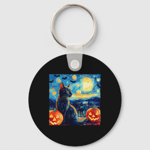 Cat Starry Night Van Gogh Cat Lover Fladdermus Pum Nyckelring