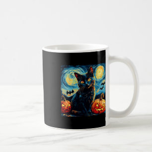 Cat Starry Night Van Gogh Cat Lover Pumpkins Fladd Kaffemugg