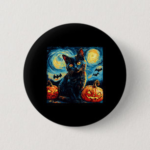 Cat Starry Night Van Gogh Cat Lover Pumpkins Fladd Knapp