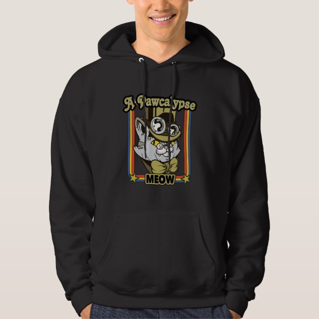 Cat Steampunk  A Pawcalype Meow  Retro Steam Punk Hoodie (Framsida)