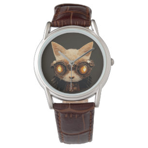 Cat Steampunk Gothic Retro Kattunge Porträtt Armbandsur
