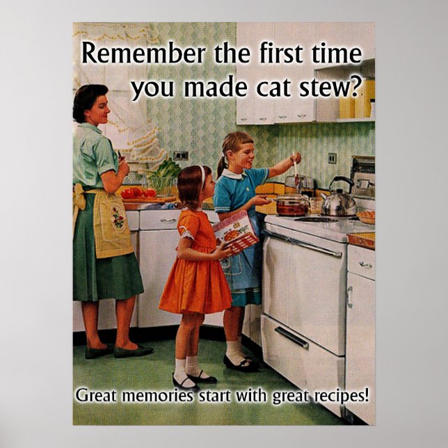 Cat Stew Funny Poster Skriv ut Humor (Framsidan)