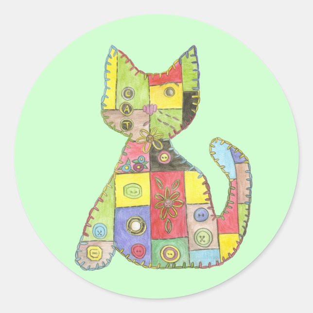 Cat Sticker Runt Klistermärke (Framsida)