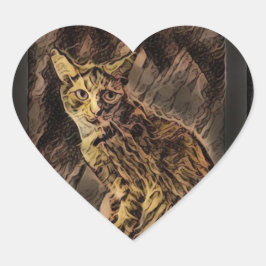 Cat Stickers Hjärtformat Klistermärke