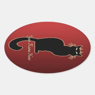 Cat Stickers Personlig Cat Stickers Cat Lover Ovalt Klistermärke