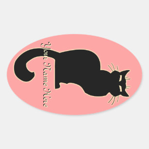 Cat Stickers Personlig Cat Stickers Cat Lover Ovalt Klistermärke