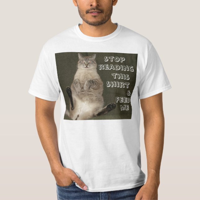 Cat "STOP READING SHIRT & MATA ME" Manar Value Tee (Framsida)