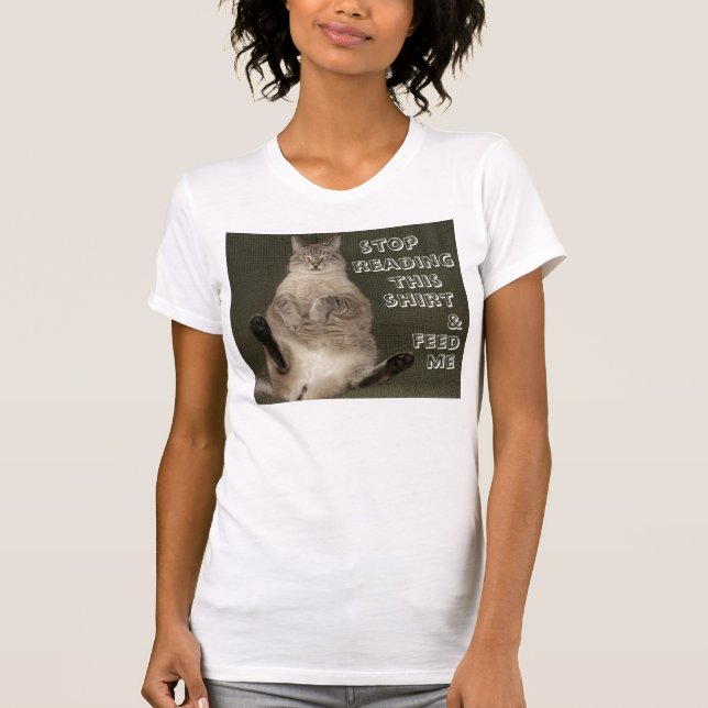 Cat STOP READING SHIRT OCH MATA MIG Womens Petite  Tee Shirt (Framsida)