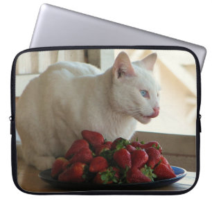 Cat & Strawberries Bärbar Dator Fodral! Laptop Sleeve
