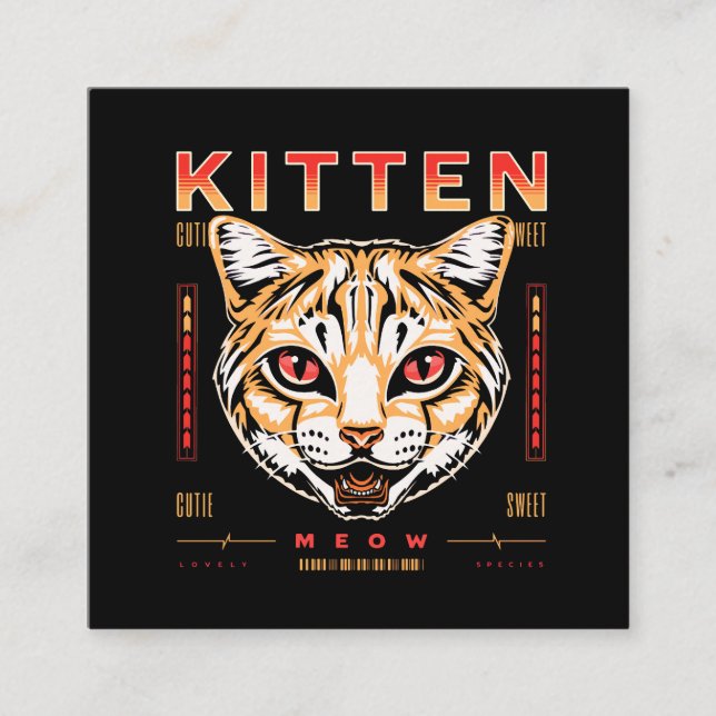 Cat Streetwear Fyrkantigt Visitkort (Framsida)