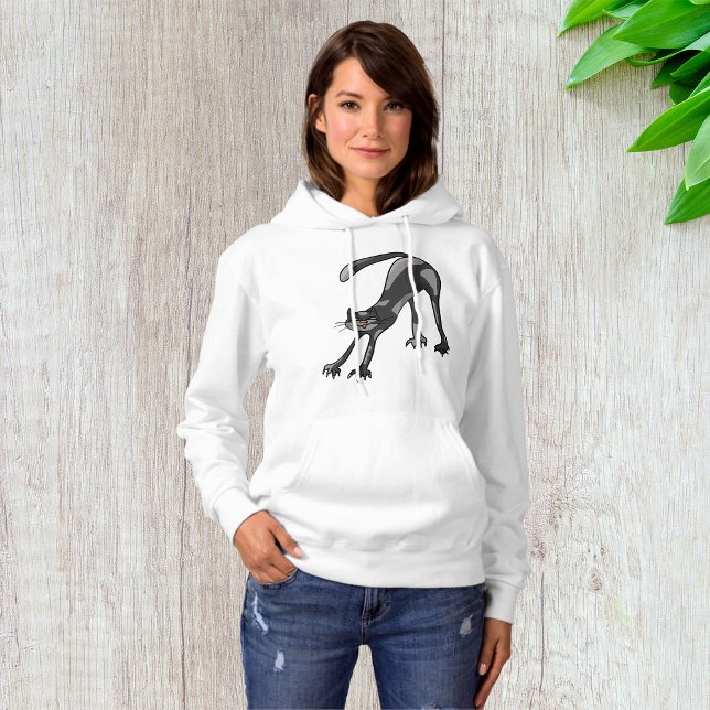 Cat Stretching Womens Hoodie T Shirt (Skapare uppladdad)