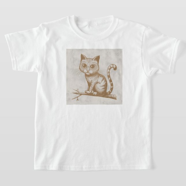 Cat struktur I retro 90-formgivning T Shirt (Laydown)