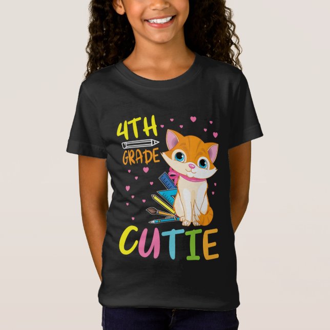 Cat Student Senior 4th Klass Cutie T Shirt (Framsida)