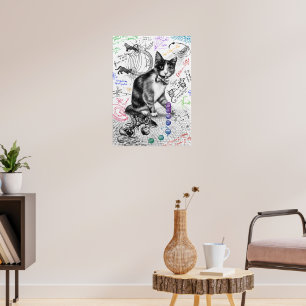Cat Study Gravity W Poster