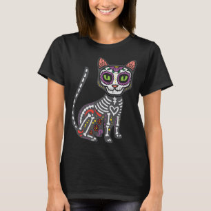 Cat Sugar Skull Calavera Calavera Dia De Muertos H T Shirt