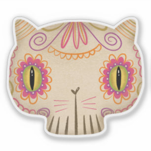 Cat Sugar Skull Catrina - Day of the dead Klistermärken