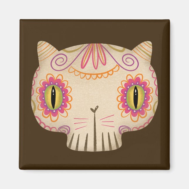 Cat Sugar Skull Catrina - Day of the dead Magnet (Framsidan)