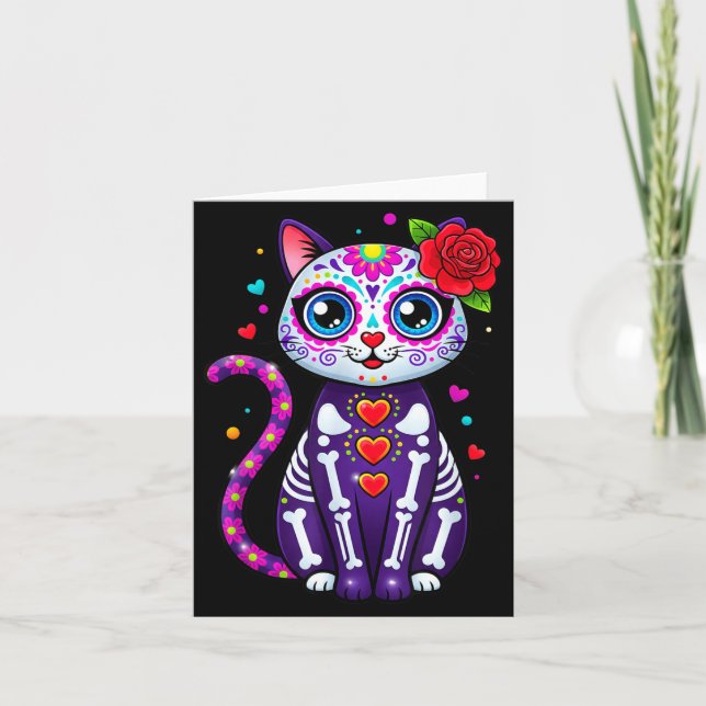 Cat Sugar Skull Cute Cat For Cat Lover Cat-m  Kort (Framsida)