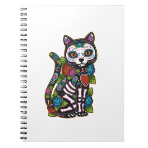 Cat Sugar Skull Mexiko Calavera Dia de Los Muertos Anteckningsbok
