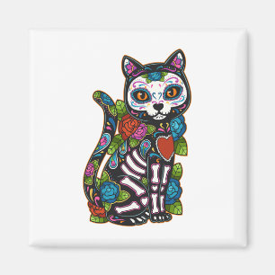 Cat Sugar Skull Mexiko Calavera Dia de Los Muertos Magnet