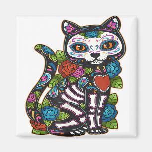 Cat Sugar Skull Mexiko Calavera Dia de Los Muertos Magnet