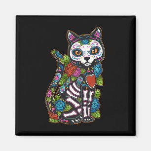 Cat Sugar Skull Mexiko Calavera Dia de Los Muertos Magnet