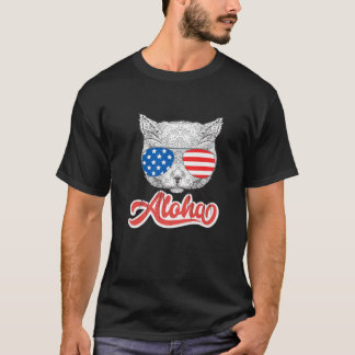 Cat Sunglass American Flagga Cute Kitten Aloha Haw T Shirt