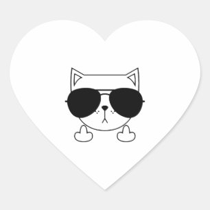 Cat Sunglass Mitten Finger Hjärtformat Klistermärke