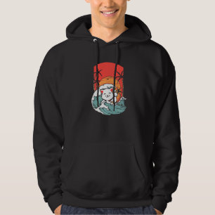 Cat Surfer Handflatan Träd Vacation Island Ocean S Hoodie