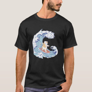 Cat Surfer Sea wave Kattunge Retro Anime Japan T S Shirt
