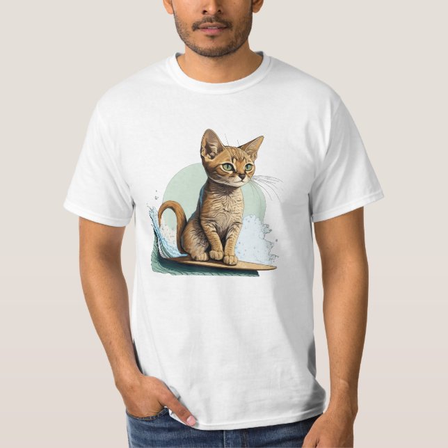 Cat Surfing T-Shirt (Framsida)