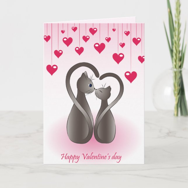 Cat Svan Heart Valentine Card Helgkort (Framsida)
