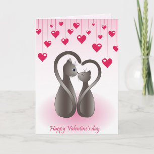 Cat Svan Heart Valentine Card Helgkort