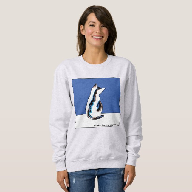 Cat Sweatshirt Blue T Shirt (Hel framsida)