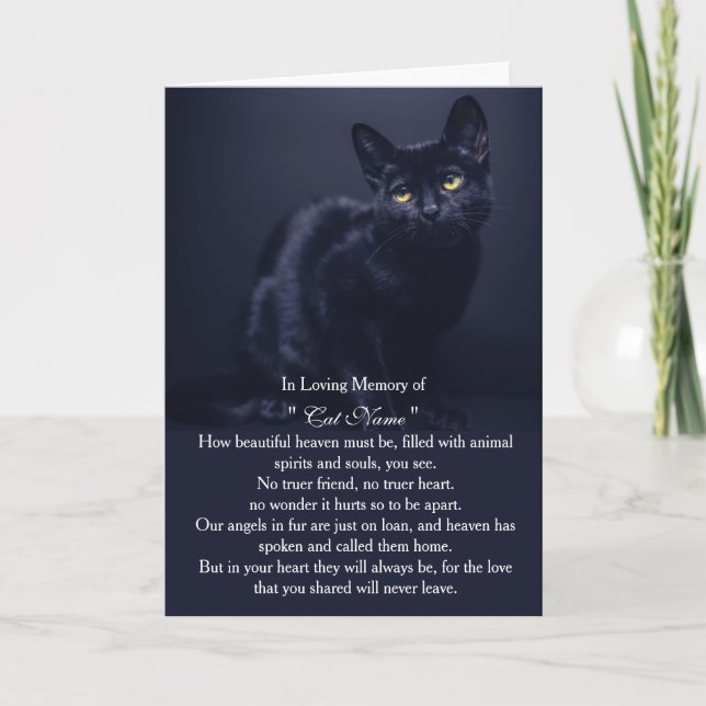 Cat Sympathy Card Personalized photo Pet Memorial Kort (Framsida)