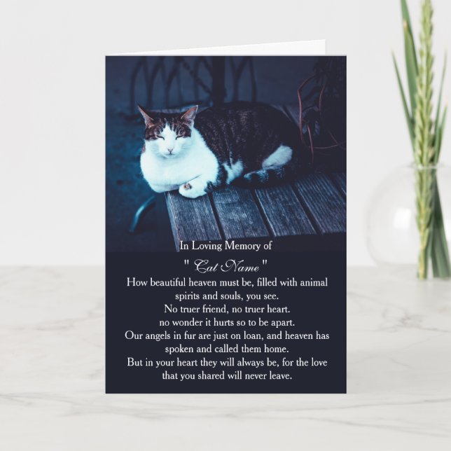 Cat Sympathy Card Personalized photo Pet Memorial Kort (Framsida)