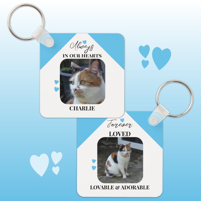 Cat Sympathy Keepsak Pet Memorial blue Nyckelring (Skapare uppladdad)