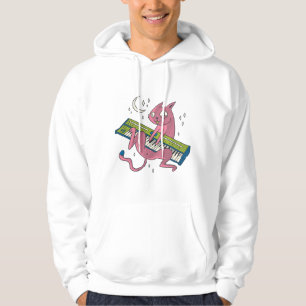 Cat Synthesizer Music Tangentbord Electronic Hoodie