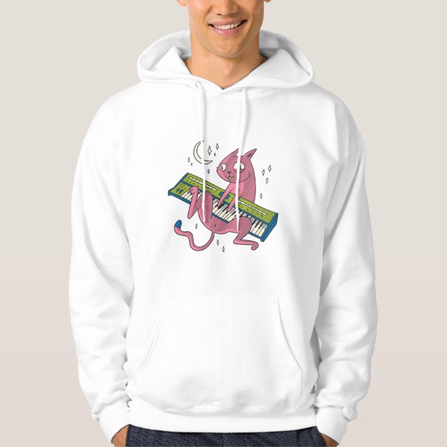 Cat Synthesizer Music Tangentbord Electronic Hoodie (Framsida)