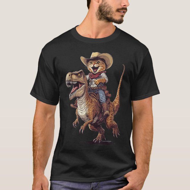 Cat T Rex Cowboy Shirt (Framsida)