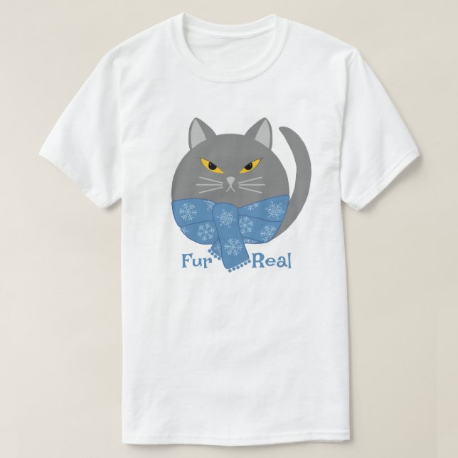 Cat T-shirt för katt för kutjuret "Päls Real" (Design framsida)