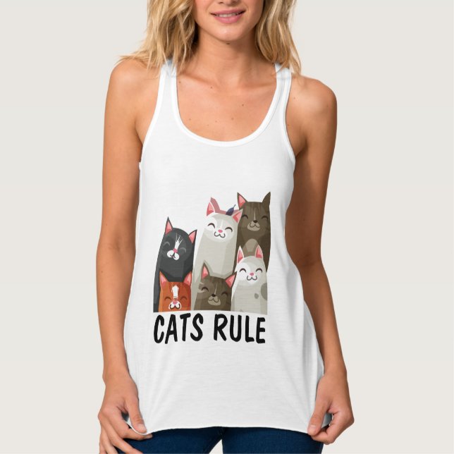 CAT T-SHIRTS, CATS RULE DAM LINNE MED RACERBACK  (Framsida)