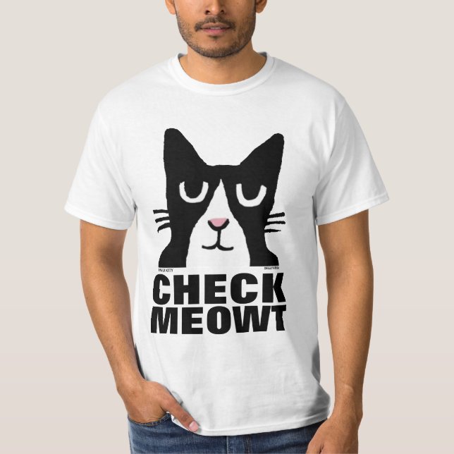 Cat T-shirts, Panda Kattunge CHECK MEOWT Tröja (Framsida)