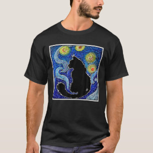 Cat T, Starry Night Cat, Womens Cat, Van Gogh Cat T Shirt