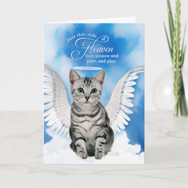 Cat Tabby Angel Pet Sympathy Rainbow Bridge Kort (Framsida)